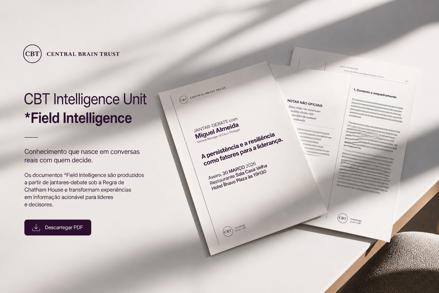 Notas e inteligência editorial produzidas a partir dos encontros CBT